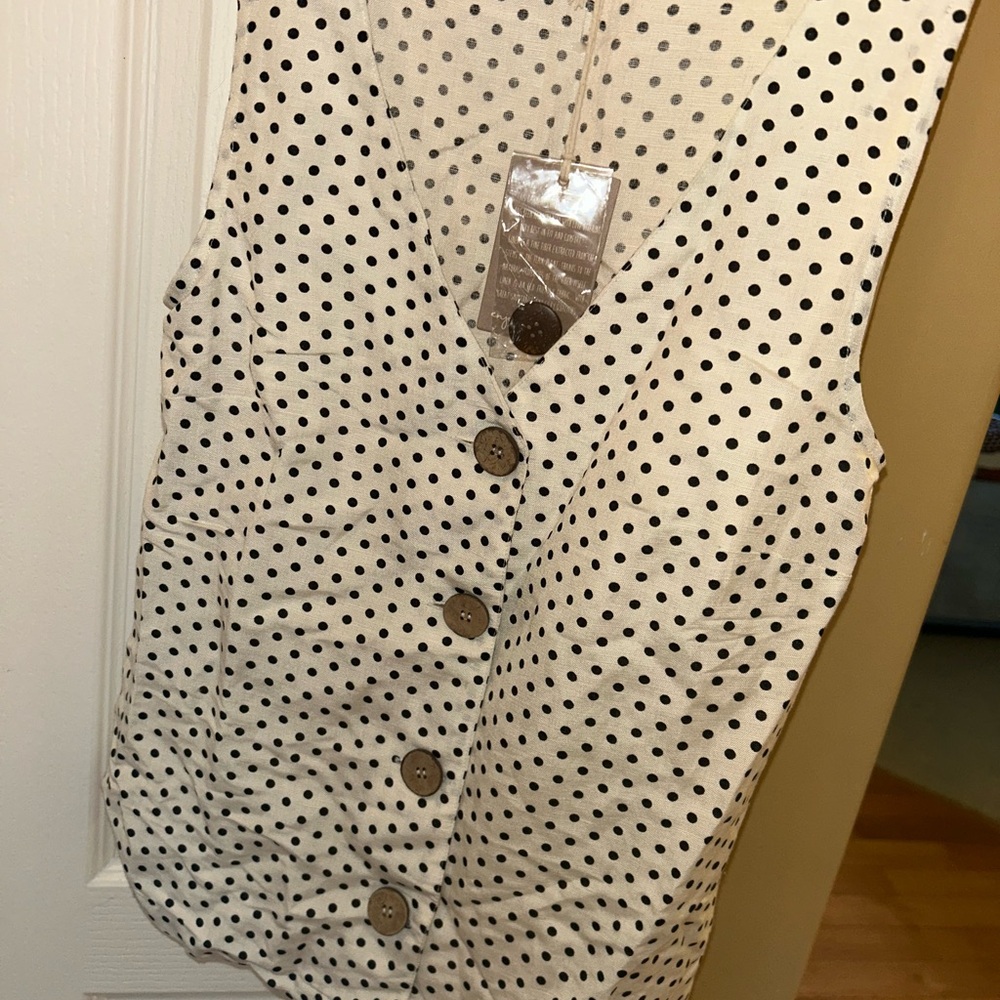 MING Polka Dot Button Down Shirt - Black and beige